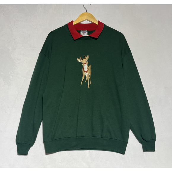 Jerzees Vintage Rudolph Red Nosed Reindeer Ugly Christmas Sweater XL Sweatshirt - Picture 1 of 13